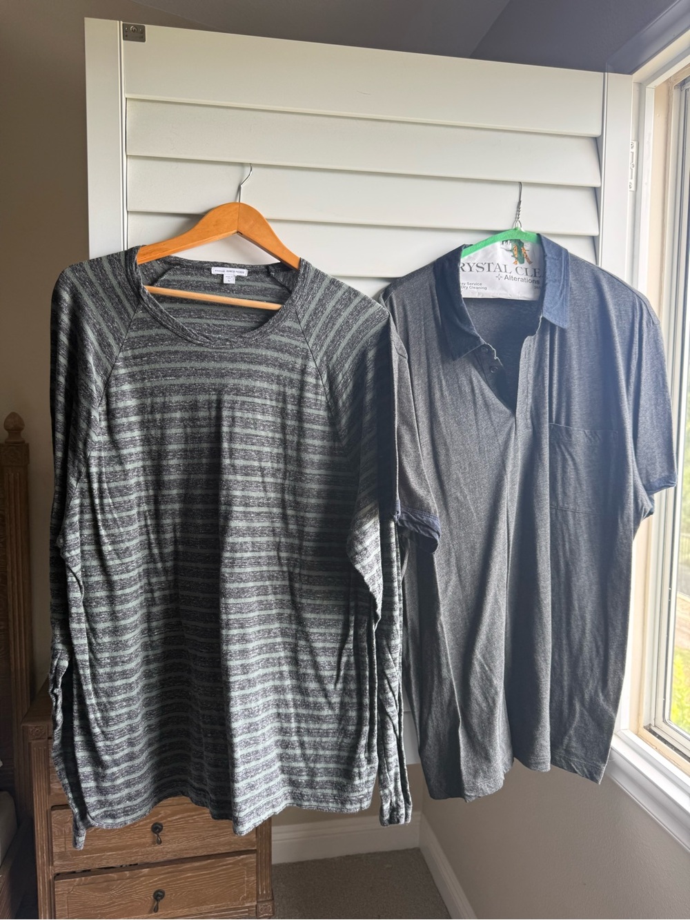 James Perse Men's Gray Striped Long Sleeve Shirt